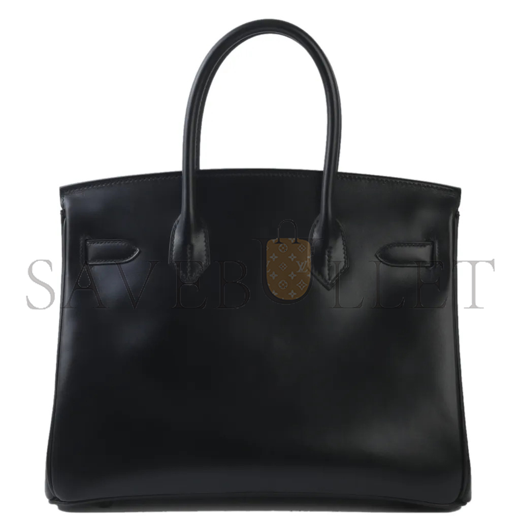 H**mes birkin 30 box leather black black buckle bag h079201ca89 (30*23*15cm)